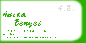 anita benyei business card